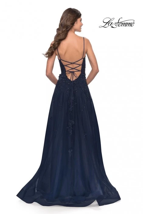 La Femme 31381 Sheer Beaded Lace Top Prom Dress 4 La Femme 31381 Sheer Beaded Lace Top Prom Dress - Image 2