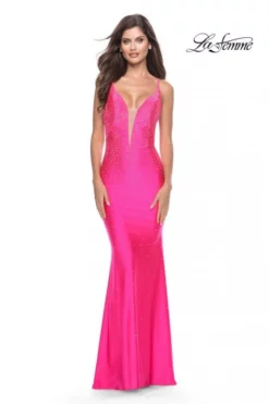 La Femme 31413 Beaded Plunging Neck Prom Dress -Outlet Prom Dresses Store S23 LF 31413 03 470x705