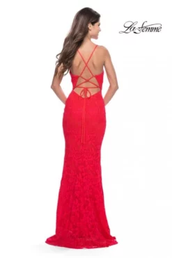La Femme 31417 Stretch Lace V Neck Prom Dress -Outlet Prom Dresses Store S23 LF 31417 02 470x705