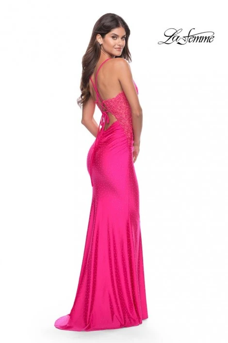 La Femme 31436 Hot Stone With Lace Prom Dress 5 La Femme 31436 Hot Stone With Lace Prom Dress - Image 3