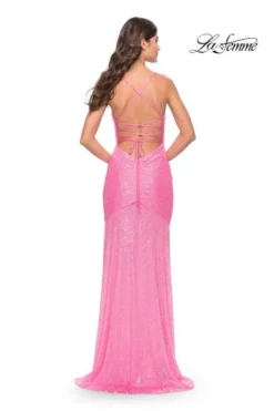 La Femme 31509 High Slit Sequin Prom Dress 10 La Femme 31509 High Slit Sequin Prom Dress -Outlet Prom Dresses Store S23 LF 31509 04 470x705