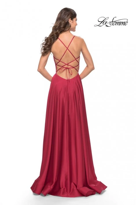 La Femme 31533 Plunging V Neck A-Line Prom Dress 4 La Femme 31533 Plunging V Neck A-Line Prom Dress - Image 2