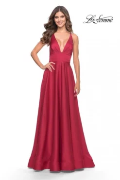 La Femme 31533 Plunging V Neck A-Line Prom Dress 9 La Femme 31533 Plunging V Neck A-Line Prom Dress -Outlet Prom Dresses Store S23 LF 31533 03 470x705