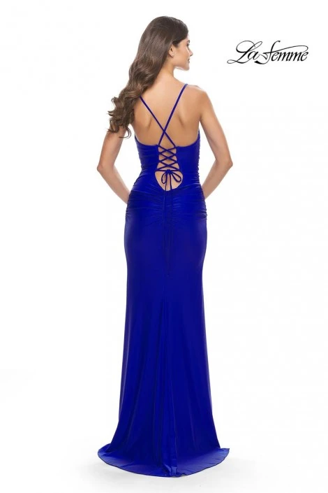 La Femme 31572 Ruched High Slit Prom Dress 4 La Femme 31572 Ruched High Slit Prom Dress - Image 2