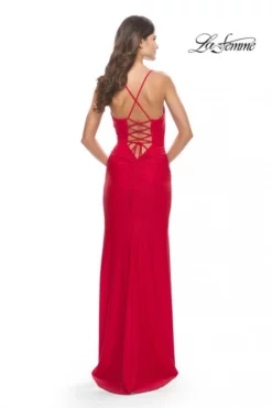 La Femme 31572 Ruched High Slit Prom Dress 10 La Femme 31572 Ruched High Slit Prom Dress -Outlet Prom Dresses Store S23 LF 31572 04 470x705