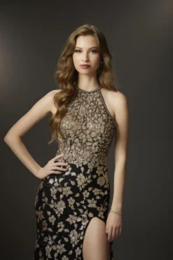 Morilee 48013 Sophisticated High Halter Glitter Gown -Outlet Prom Dresses Store S23 ML 48013 03 470x705