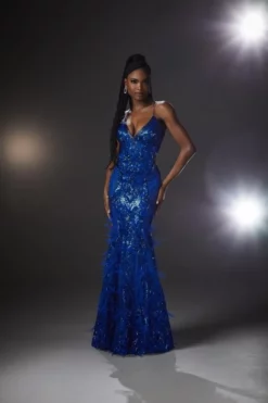 Morilee 48039 Sequin And Feathers Prom Dress -Outlet Prom Dresses Store S23 ML 48039 03 470x705