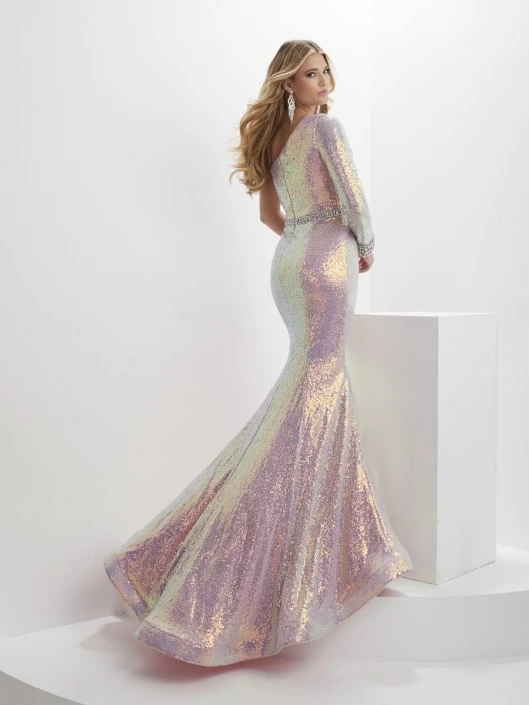 Panoply By House Of Wu Panoply 14136 Iridescent Sequin One Long Sleeve Gown 4 Panoply By House Of Wu Panoply 14136 Iridescent Sequin One Long Sleeve Gown - Image 2