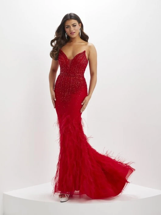 Panoply By House Of Wu Panoply 14152 Beaded Tulle And Feather Trumpet Gown 5 Panoply By House Of Wu Panoply 14152 Beaded Tulle And Feather Trumpet Gown - Image 3