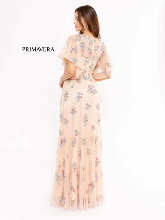 Primavera Couture Primavera 13108 Floral Flutter Sleeve Mother Of Bride Dress 6 Primavera Couture Primavera 13108 Floral Flutter Sleeve Mother Of Bride Dress - Image 4