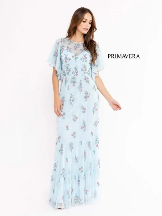 Primavera Couture Primavera 13108 Floral Flutter Sleeve Mother Of Bride Dress 7 Primavera Couture Primavera 13108 Floral Flutter Sleeve Mother Of Bride Dress - Image 5