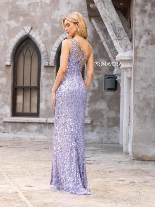 Primavera 3906 Sequin One Shoulder Fringe Gown 4 Primavera 3906 Sequin One Shoulder Fringe Gown - Image 2