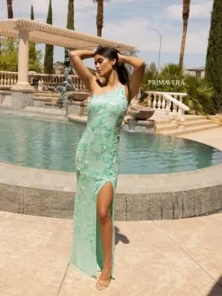 Primavera 3915 One Shoulder Floral Beaded Gown -Outlet Prom Dresses Store S23 PR 3915 05 529x705