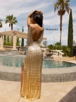 Primavera 3919 Fringe Open Back Prom Dress 10 Primavera 3919 Fringe Open Back Prom Dress -Outlet Prom Dresses Store S23 PR 3919 04 529x705