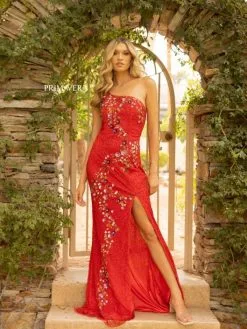 Primavera 3928 One Shoulder Beaded Floral Gown -Outlet Prom Dresses Store S23 PR 3928 03 529x705