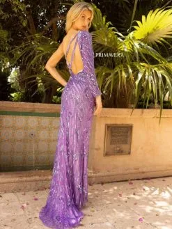 Primavera 3934 One Long Sleeve Beaded Gown -Outlet Prom Dresses Store S23 PR 3934 02 529x705