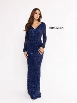 Primavera 3954 Fringe Beaded Long Sleeve Gown 8 Primavera 3954 Fringe Beaded Long Sleeve Gown -Outlet Prom Dresses Store S23 PR 3954 03 529x705