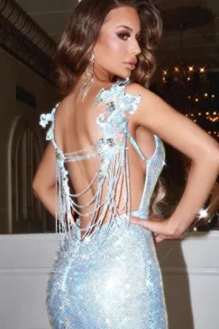 Portia & Scarlett Portia And Scarlett PS22513 Beaded Draped Back Gown -Outlet Prom Dresses Store S23 PS PS22513 04 470x705