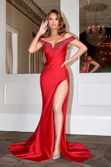 Portia & Scarlett Portia And Scarlett PS22570 Off Shoulder Prom Dress 6 Portia & Scarlett Portia And Scarlett PS22570 Off Shoulder Prom Dress - Image 4