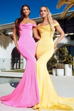 Portia & Scarlett Portia And Scarlett PS23189 Cowl Neck Off Shoulder Prom Dress -Outlet Prom Dresses Store S23 PS PS23189 04 470x705