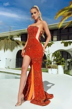 Portia & Scarlett Portia And Scarlett PS23408 Sequin One Shoulder Prom Dress 9 Portia & Scarlett Portia And Scarlett PS23408 Sequin One Shoulder Prom Dress -Outlet Prom Dresses Store S23 PS PS23408 04 470x705