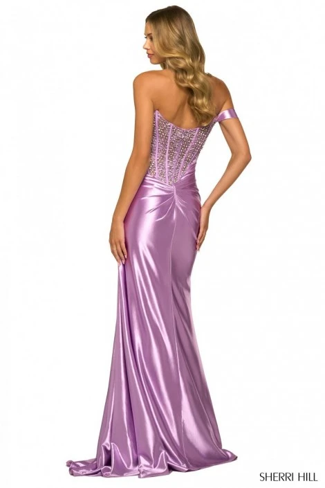 Sherri Hill 55367 One Draped Strap Beaded Gown 4 Sherri Hill 55367 One Draped Strap Beaded Gown - Image 2