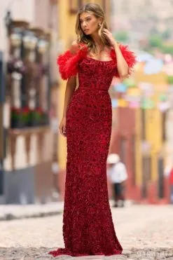 Sherri Hill 55374 Beaded Gown With Feather Straps 7 Sherri Hill 55374 Beaded Gown With Feather Straps -Outlet Prom Dresses Store S23 SH 55374 03 470x705