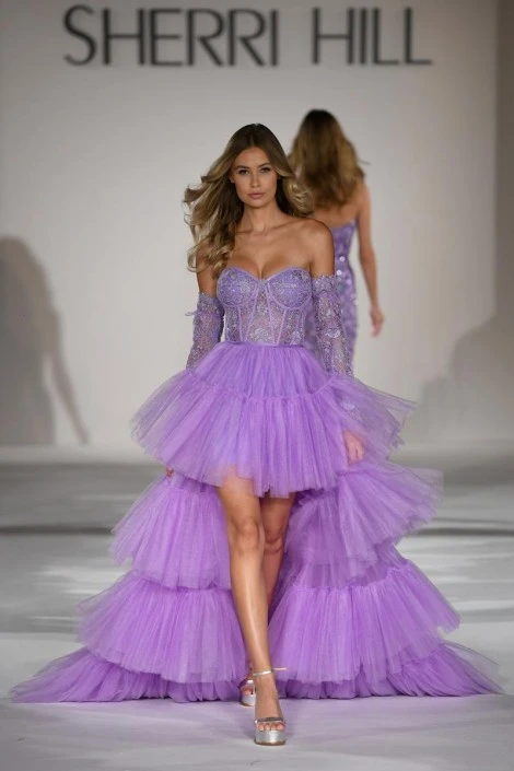 Sherri Hill 55453 Tiered Ruffle High Low Gown 5 Sherri Hill 55453 Tiered Ruffle High Low Gown - Image 3