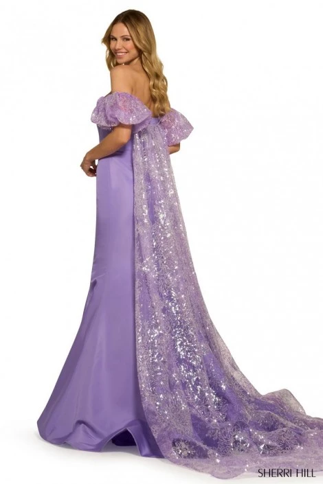 Sherri Hill 55509 Mermaid Gown With Sequin Lace Cape 4 Sherri Hill 55509 Mermaid Gown With Sequin Lace Cape - Image 2