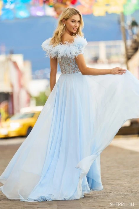 Sherri Hill 55546 Feather Off Shoulder Prom Dress 4 Sherri Hill 55546 Feather Off Shoulder Prom Dress - Image 2