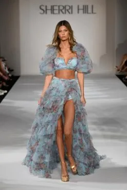 Sherri Hill 55547 Puff Sleeve 2 Piece Floral Gown -Outlet Prom Dresses Store S23 SH 55547 02 470x705