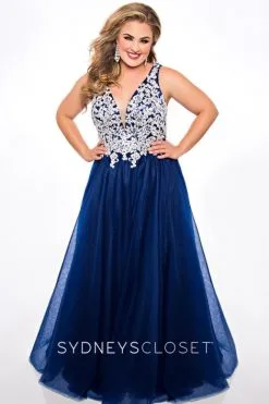 Sydney's Closet Sydneys Closet SC7291 Lace Plus Size Prom Dress -Outlet Prom Dresses Store SC7291 Sydneys Closet Plus Size Prom Dress S20 470x705
