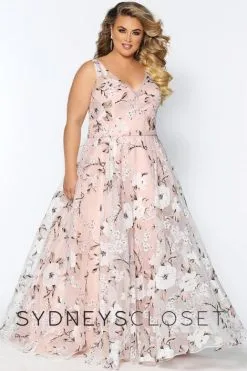 Sydney's Closet Sydneys Closet SC7295 Plus Size Floral Prom Dress